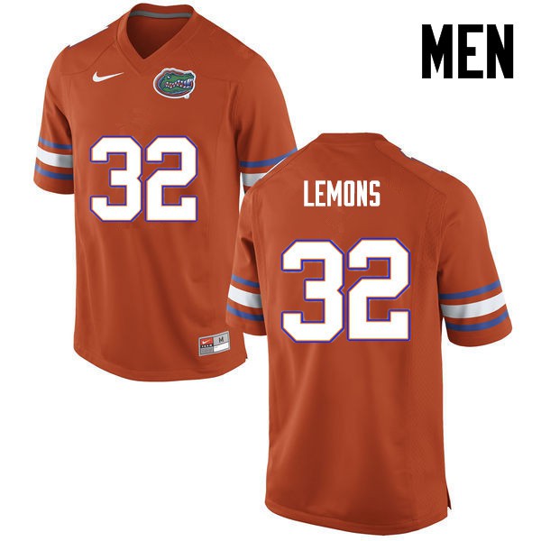 Florida Gators Men #32 Adarius Lemons College Football Jersey Orange